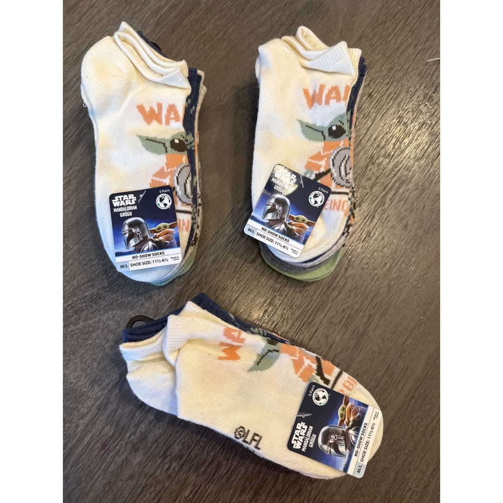 Star Wars Mandalorian Grogu Kids No Show Socks 5 Pair Pack Size M/L 11.5-6.5